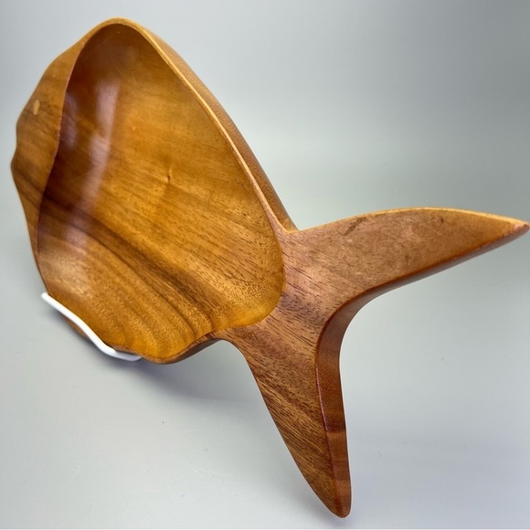 Vintage MCM Monkey Pod Wood Fish Shaped  Serving Bowl Platter - Picture 5 of 11